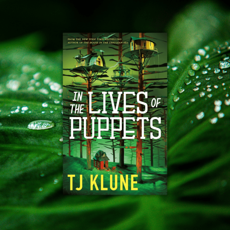 In The Lives of Puppets cover with a plant leaf in the background